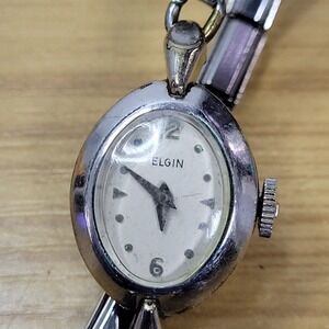 Vintage Elgin Ladies Watch Silver Tone 10k RGP Bezel Stainless Steel Back